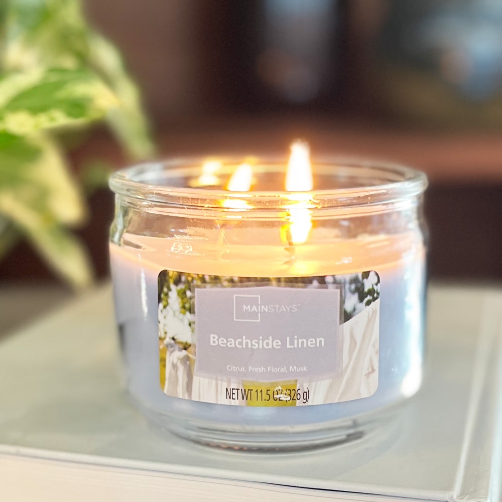 Blue Glass Jar Candle with 3 W - Home Fragrance Linen のレビューと価格